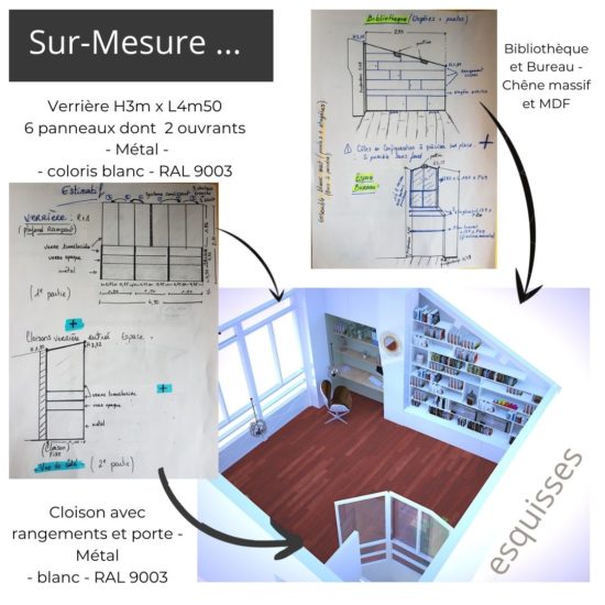 concept archi deco17- architecte interieur-decoration-mobilier surmesure- verriere metal-bibliotheque-nieul sur mer- la rochelle